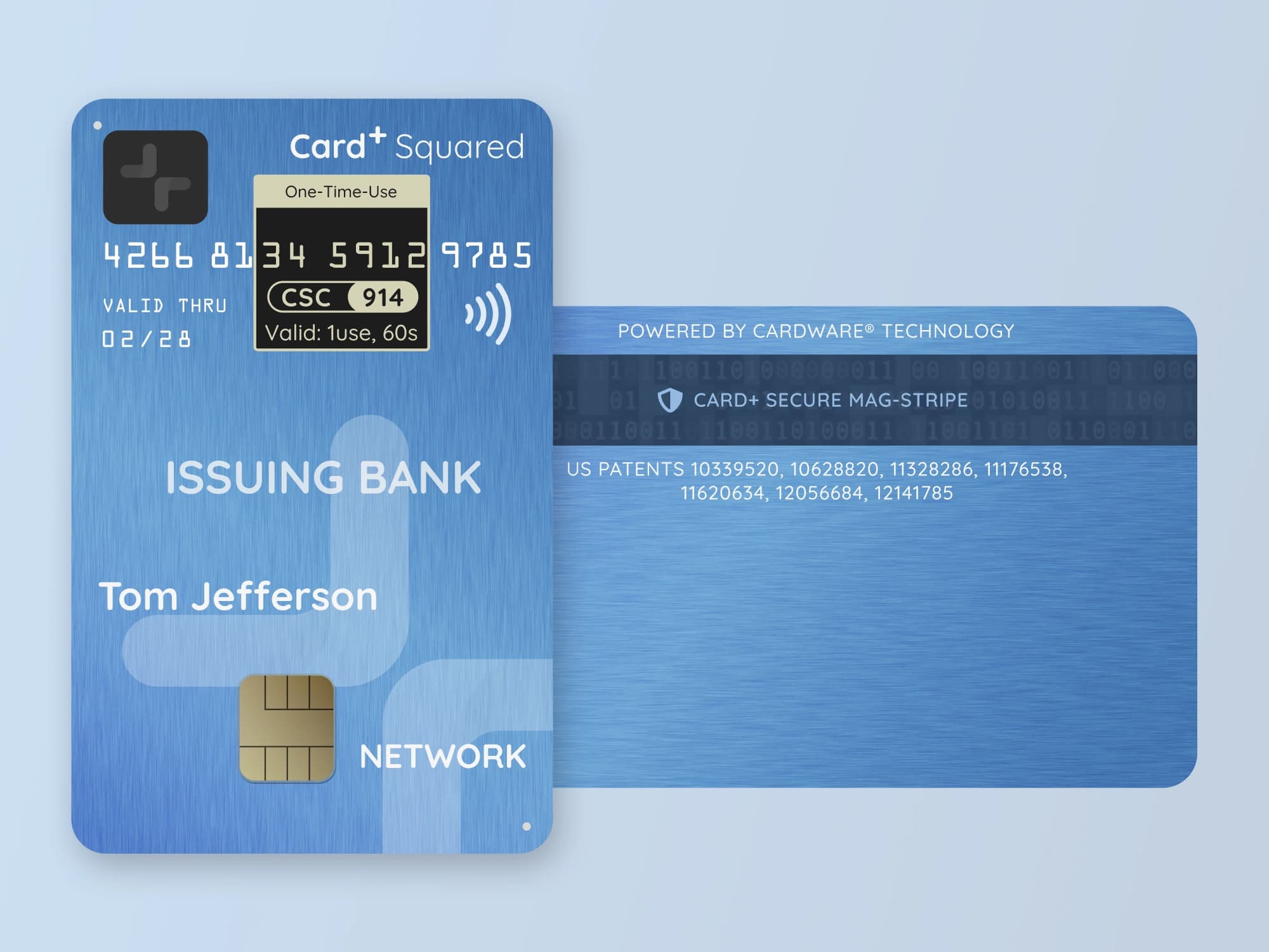 Card+ Squared Front & Back View